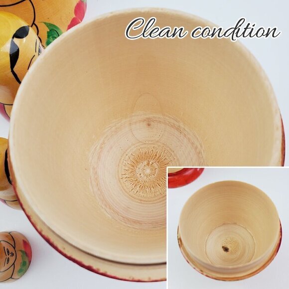 Russian Nesting Dolls Matryoshka Set 6 VTG 1965 Mampewka 6.5" Wood Hand Painted - Picture 11 of 14